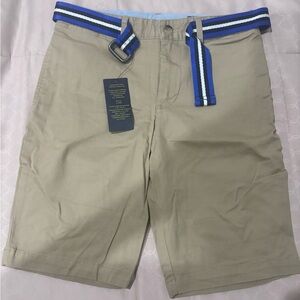 Boys Polo Ralph Lauren Tan/Beige Uniform Shorts with Blue Belt